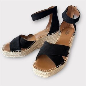 Nordstrom Black and Tan Espadrille Sandals